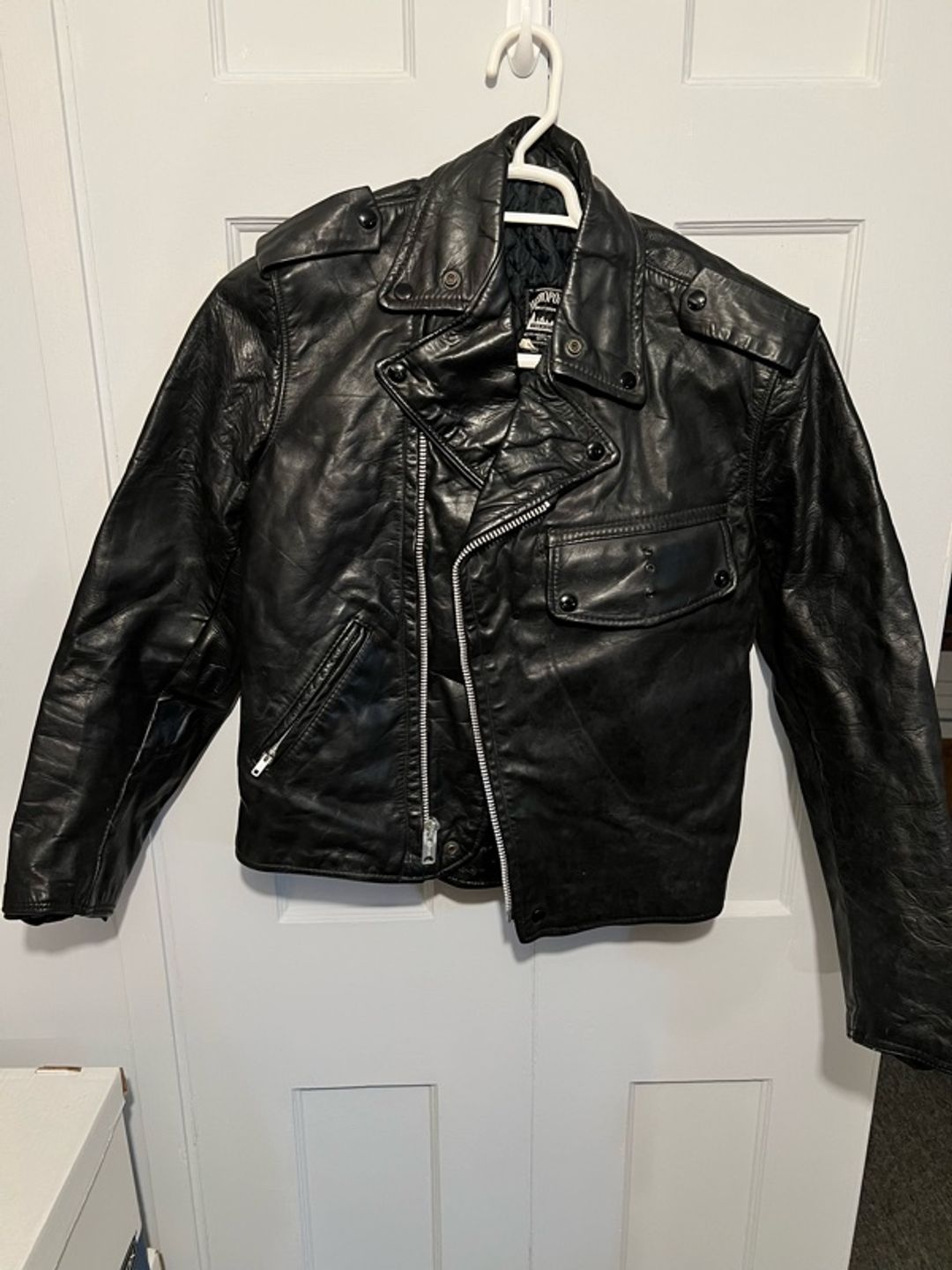 Vintage Police Leather Motorcycle Jacket