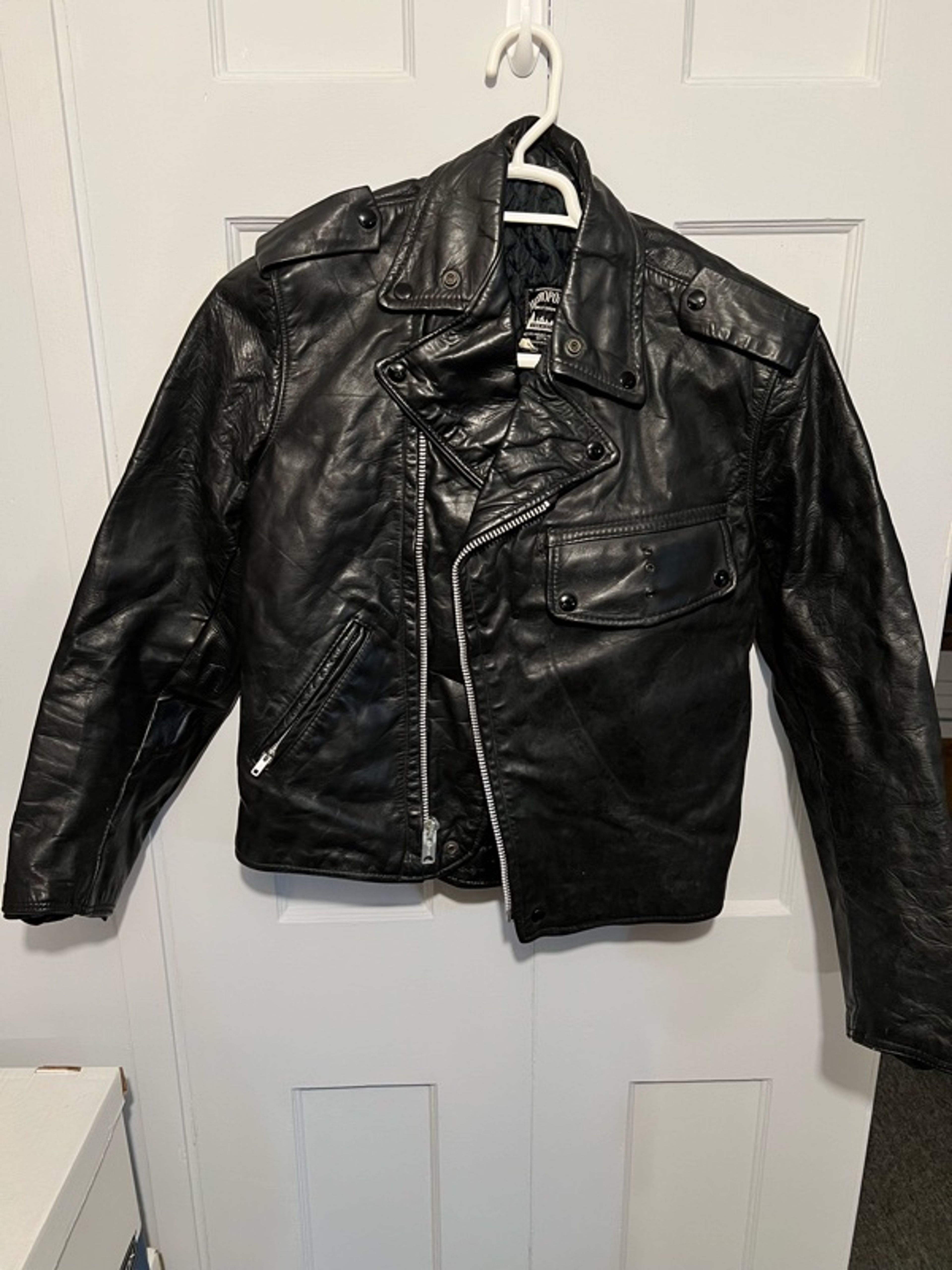 Vintage Police Leather Motorcycle Jacket