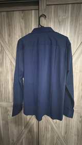 Spaidersilk Navy Blue Performance Dress Shirt Size Large - Image 4