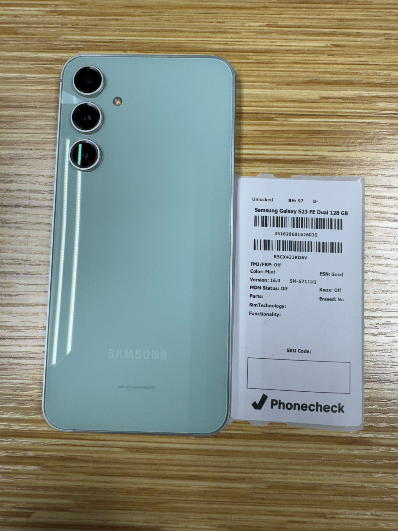 Samsung Galaxy S23 FE 128GB Unlocked 97% Battery Health