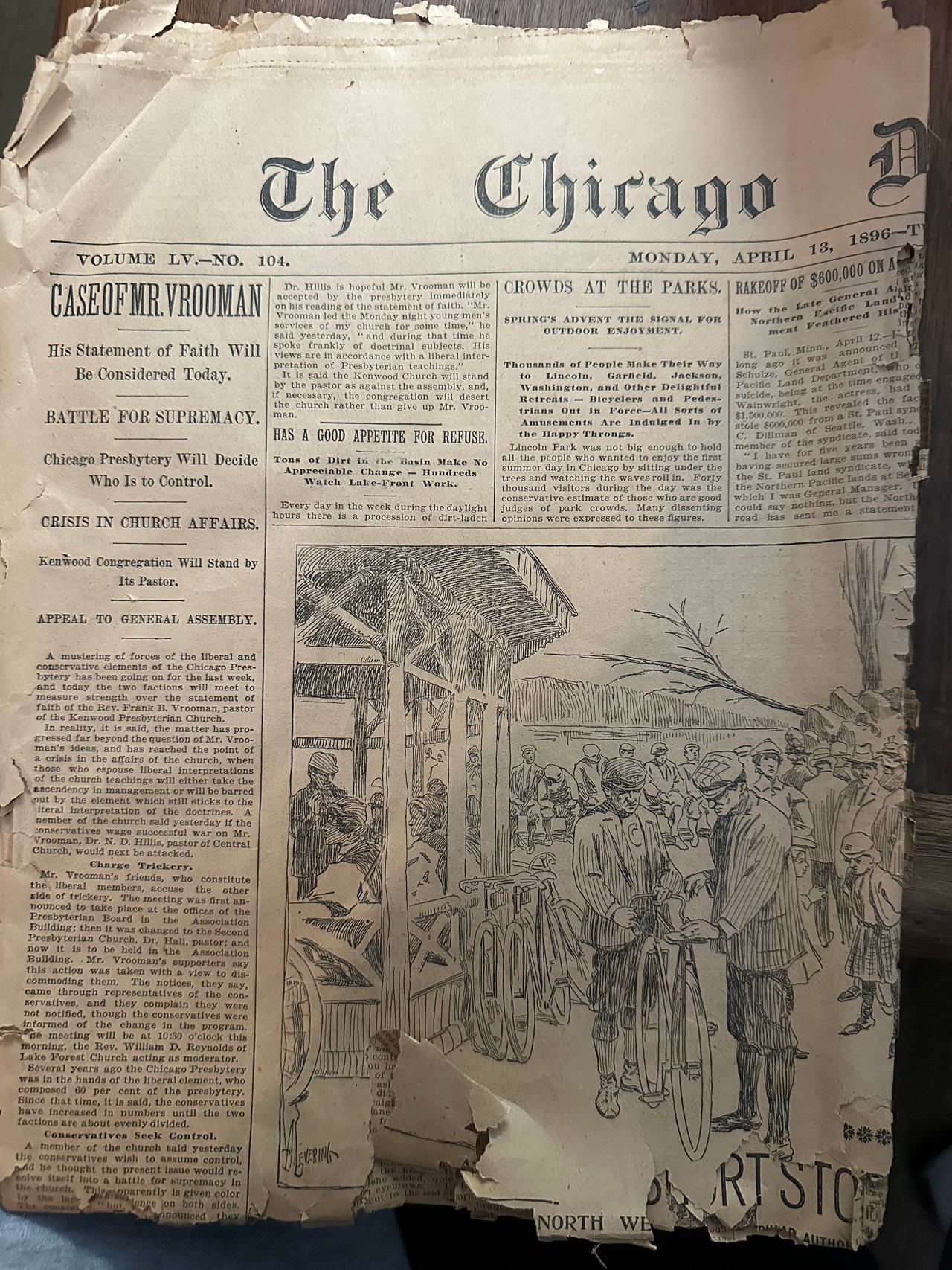 The Chicago Record Newspaper April 13, 1896