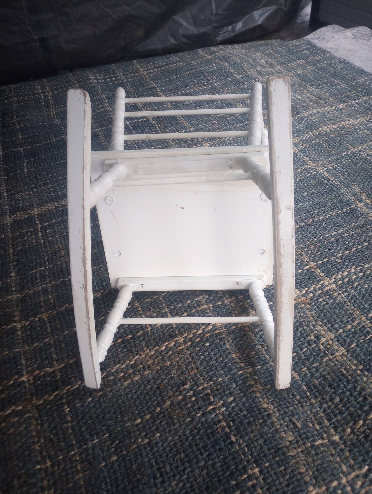 Vintage White Wooden Child's Rocking Chair