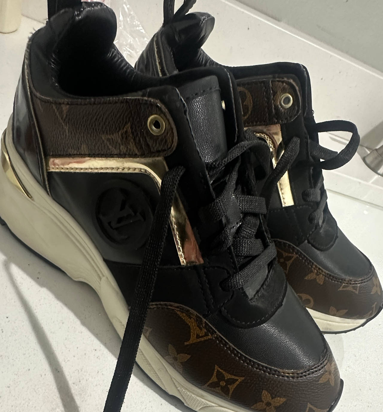Louis Vuitton Run Away Sneaker Monogram Canvas Black Gold