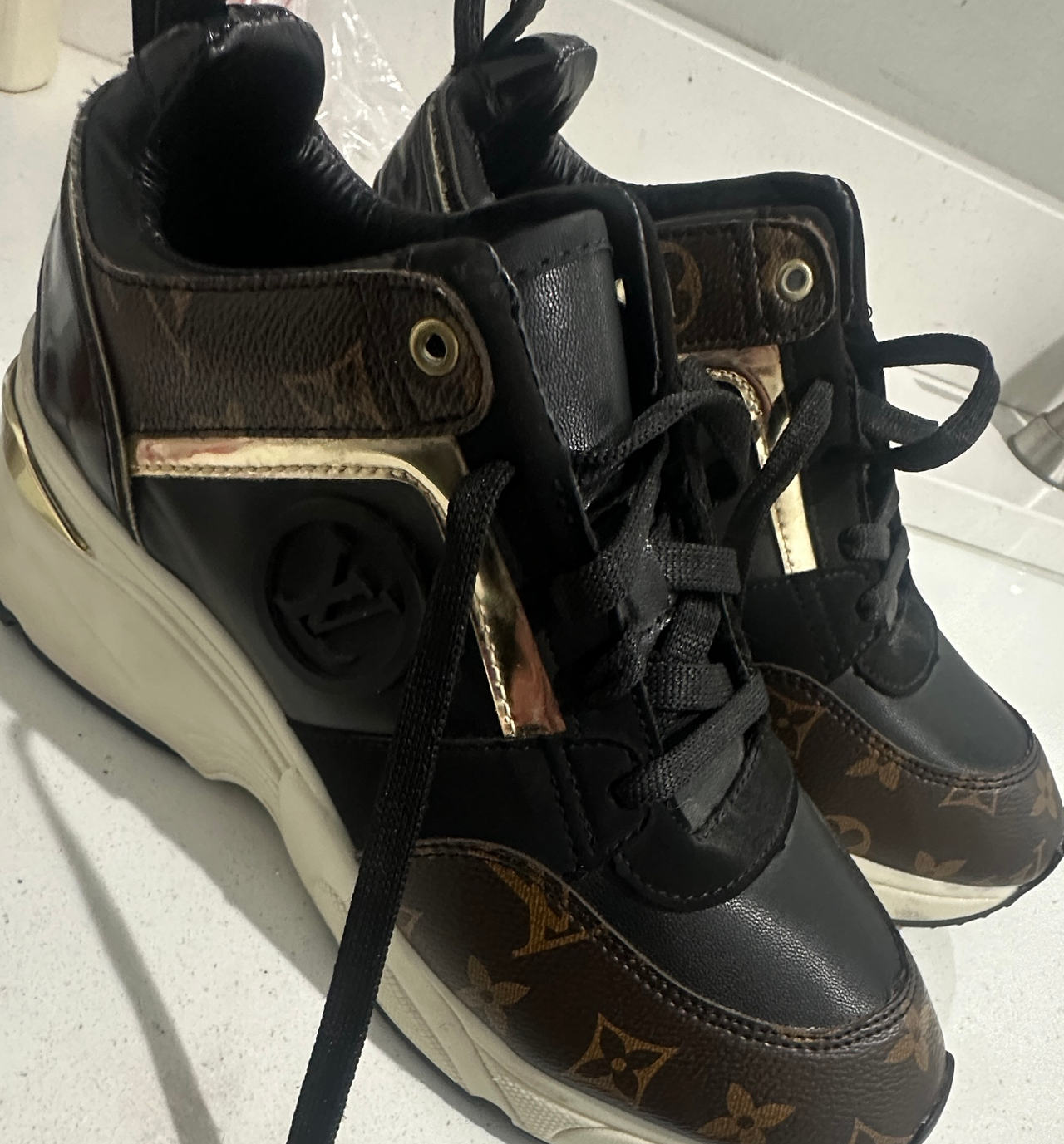 Louis Vuitton Run Away Sneaker Monogram Canvas Black Gold