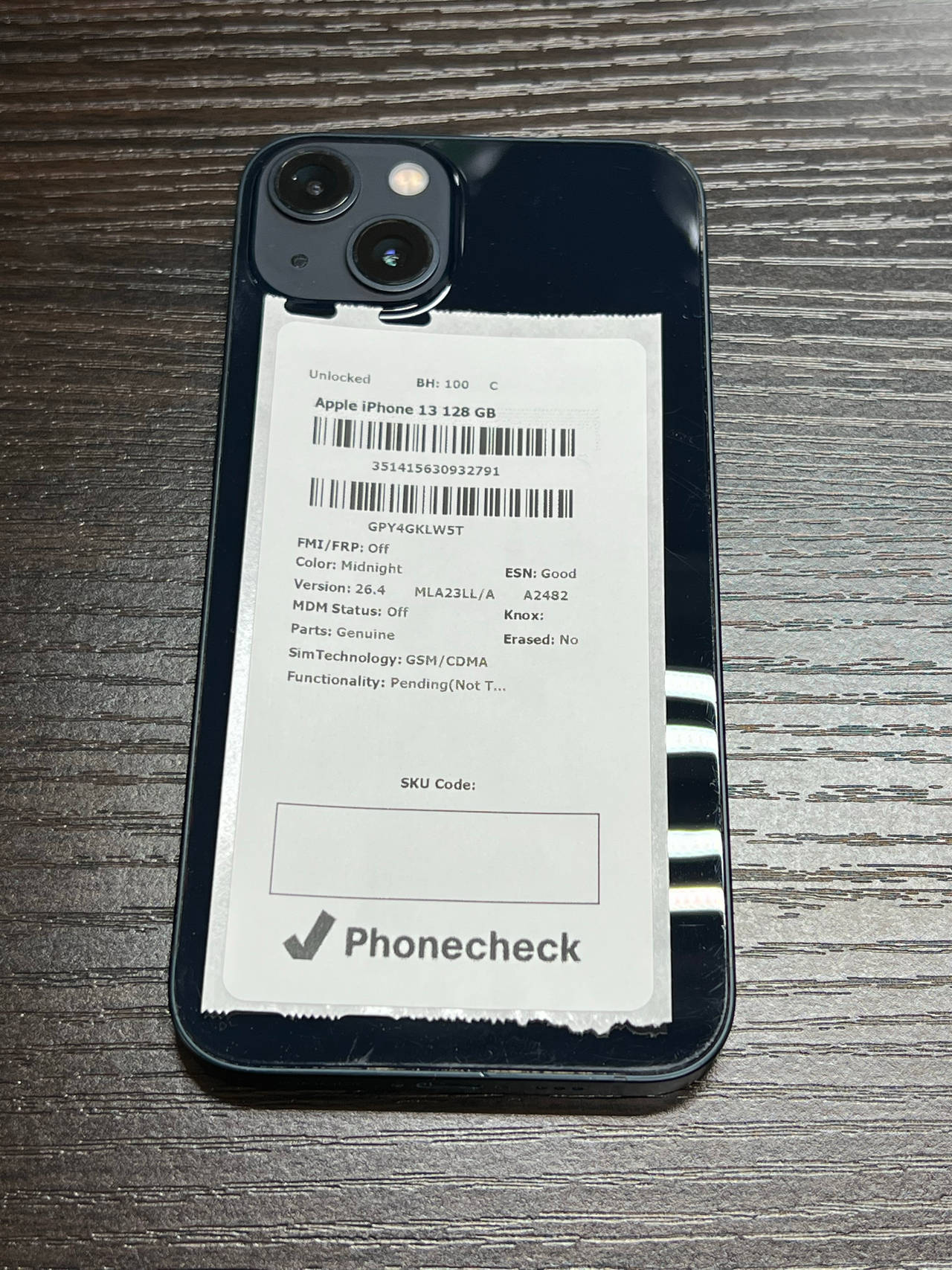 Apple iPhone 13 128GB Midnight unlocked 100% battery health