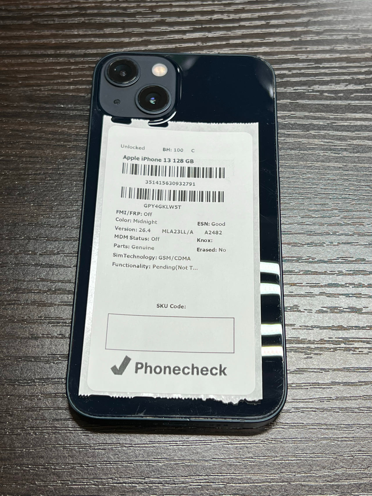 Apple iPhone 13 128GB Midnight unlocked 100% battery health