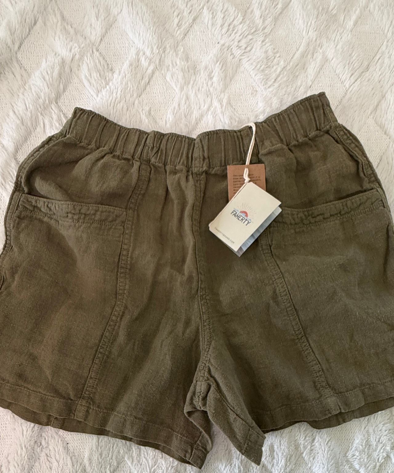 Faherty Lighthouse linen shorts new size xxs military olive womens linen shorts
