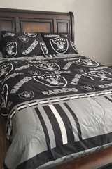 Las Vegas Raiders Queen Bedding Set Black/Silver - Image 2