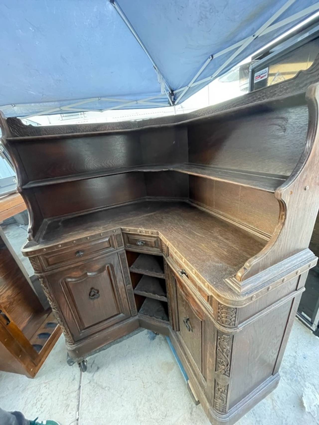 French Walnut Renaissance Corner Cabinet