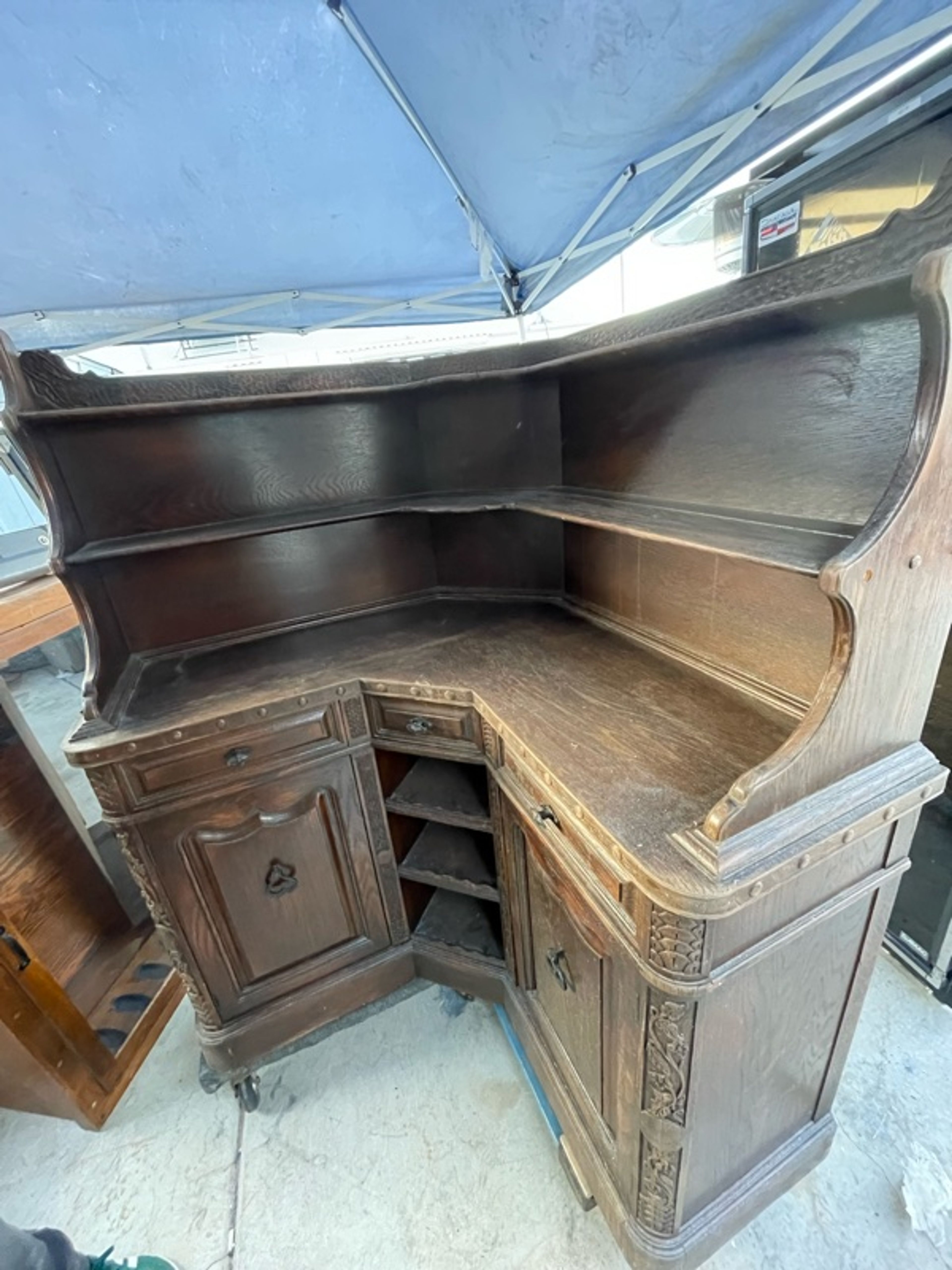 French Walnut Renaissance Corner Cabinet