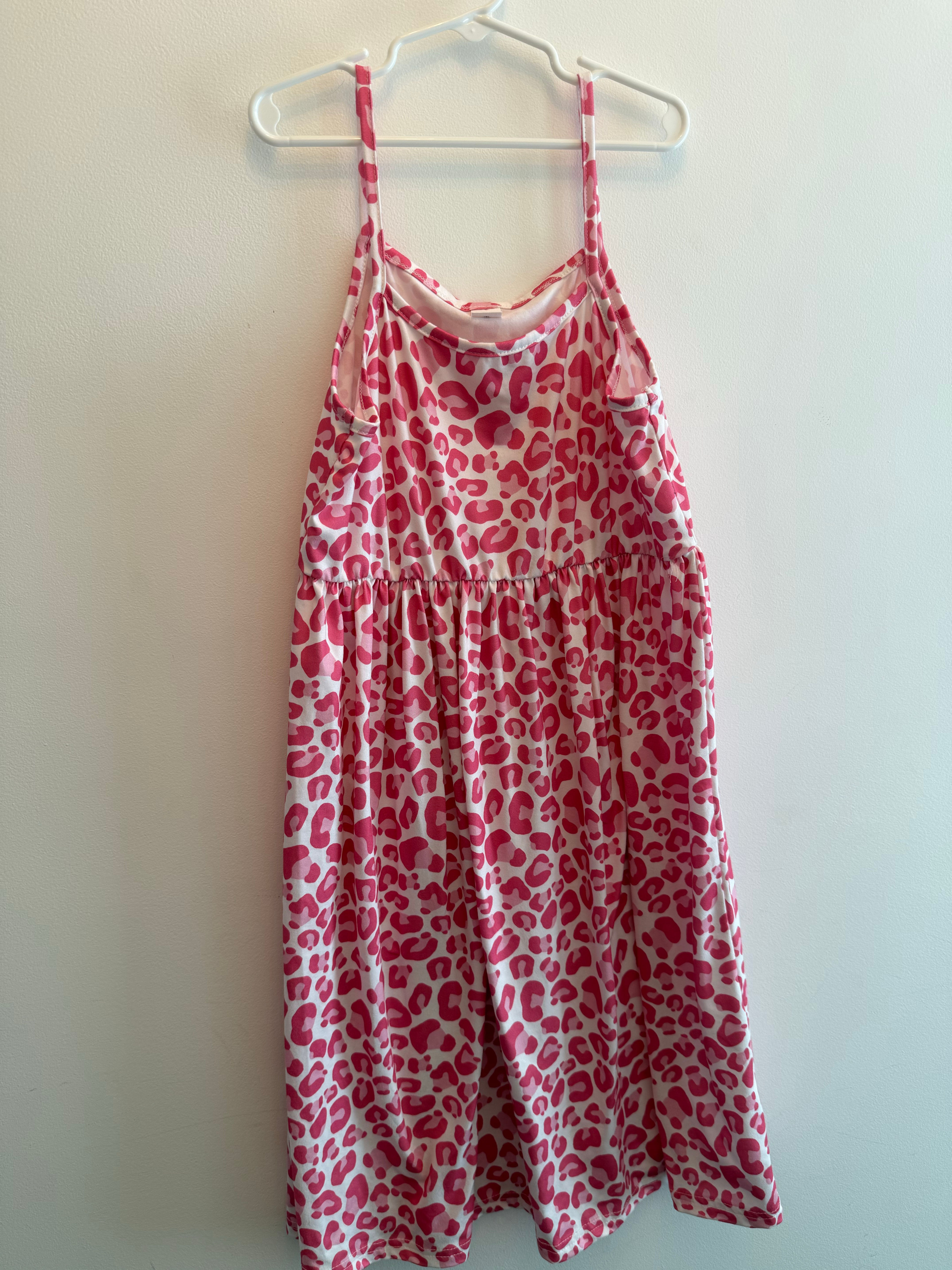 Old Navy Girls Pink Leopard Print Cami Dress