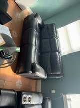 Black Leather Reclining Sofa - Image 1