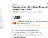 Sterling Shower Base 48” x 34” Single Threshold Center Drain - Brand New - Image 3