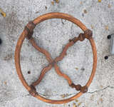 Vintage Round Wood Table Base with Cross-Brace - Image 1