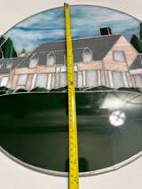 Signed Handmade Stained Glass House Landscape Panel Bobbie Burnett 1998 - Image 7