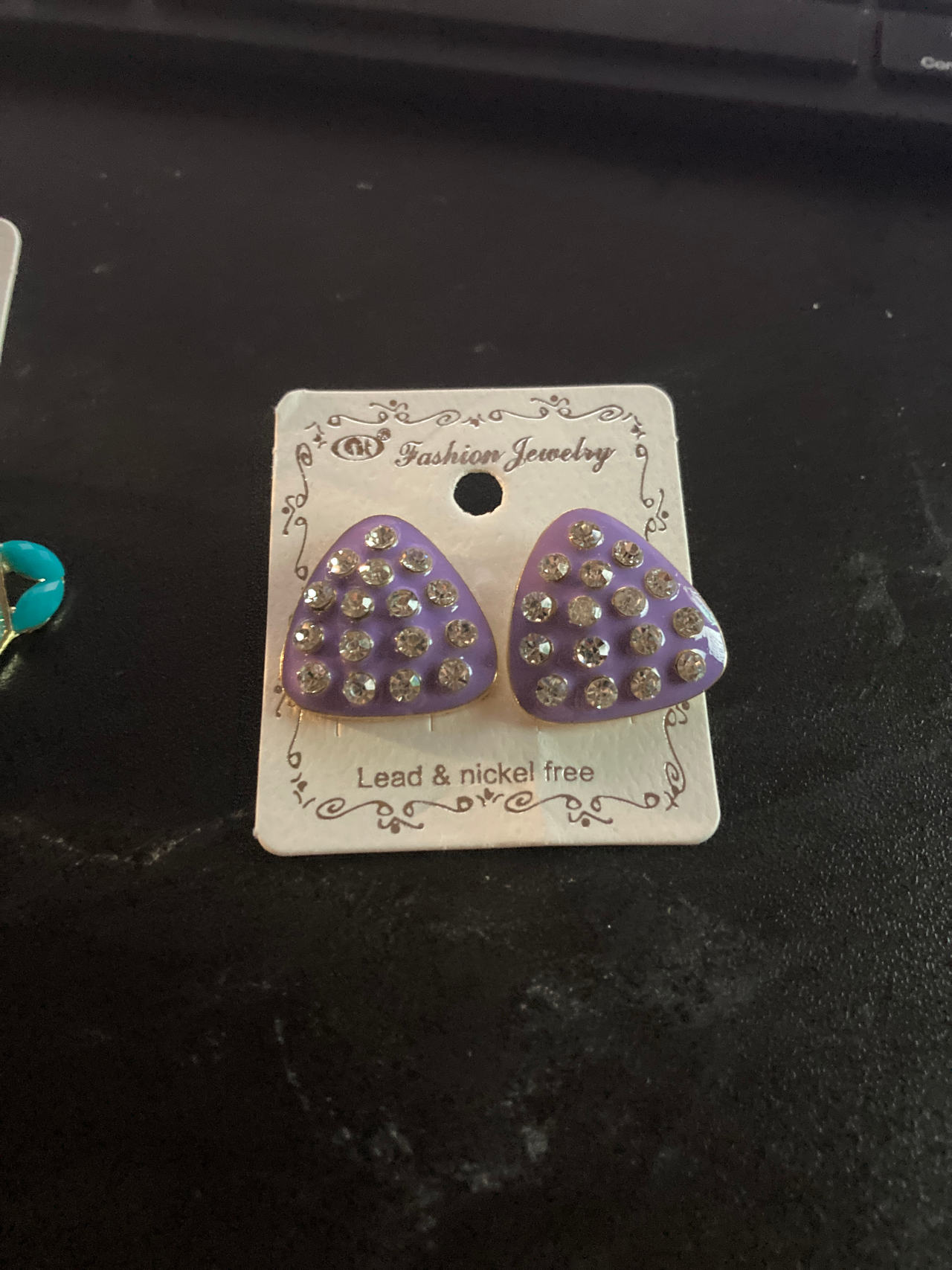 Fashion Jewelry Purple Rhinestone Stud Earrings