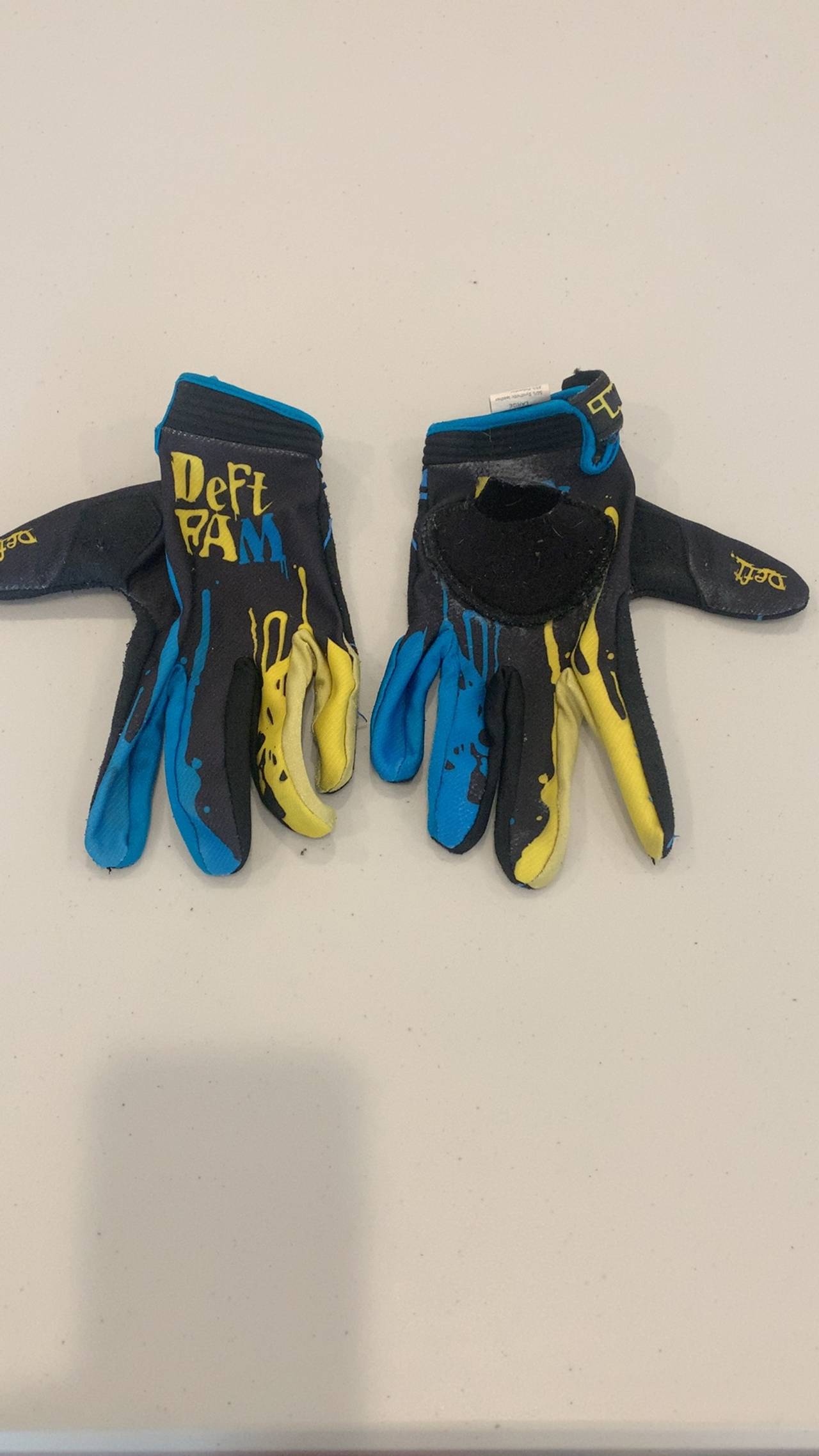Deft Family Motocross Gloves Blue Yellow