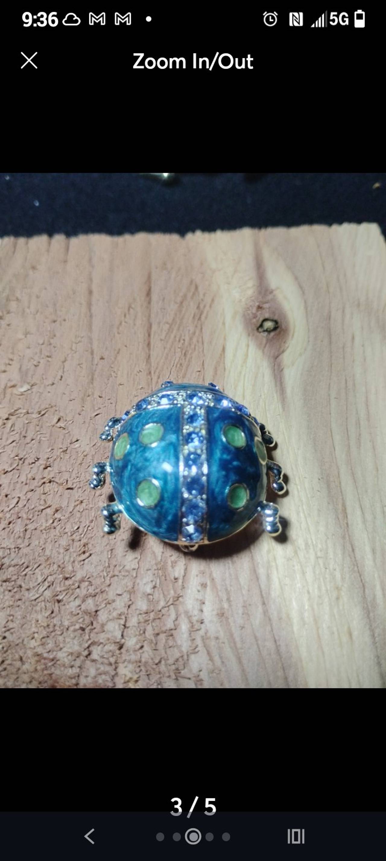 Blue Enamel Ladybug Brooch Pin