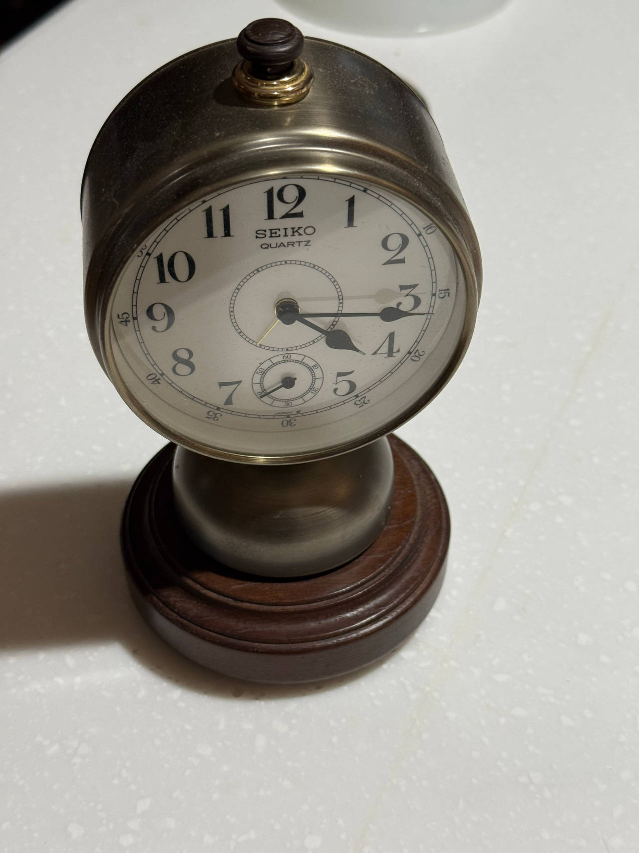 Seiko Quartz Brass and Wood Desk Clock