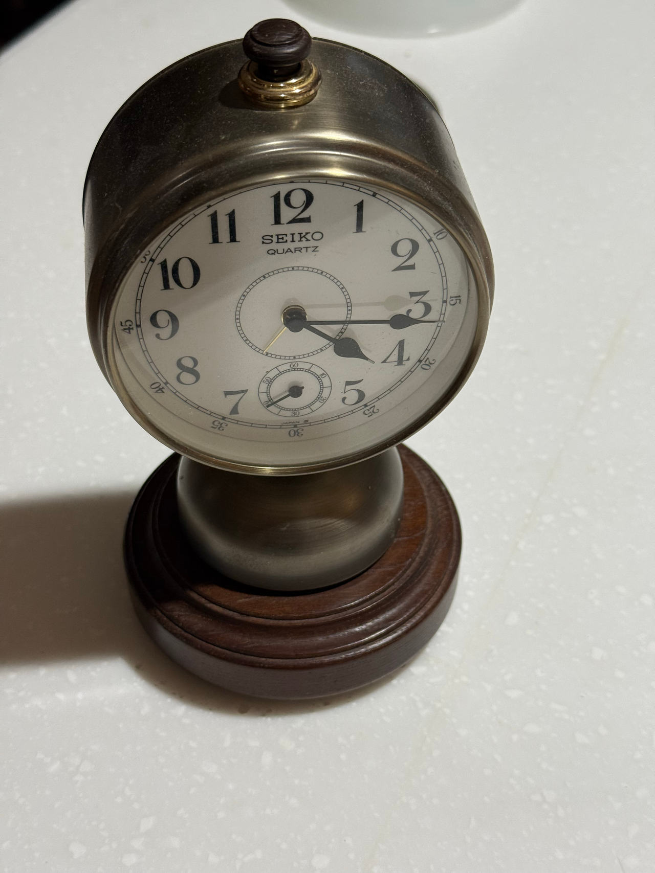 Seiko Quartz Brass and Wood Desk Clock