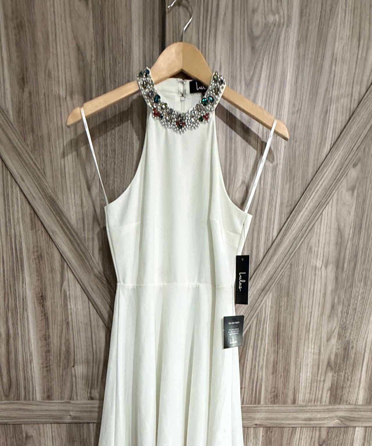 Lulus In My Dreams White Beaded Halter Dress