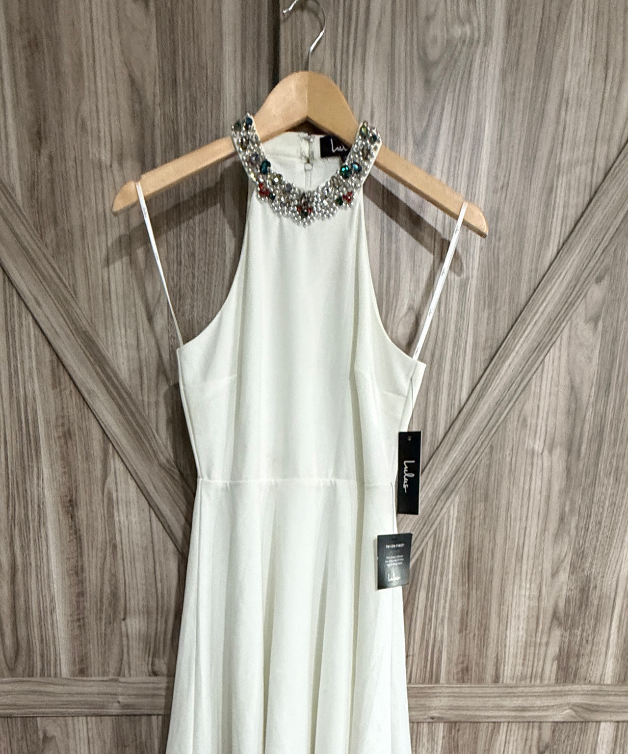 Lulus In My Dreams White Beaded Halter Dress