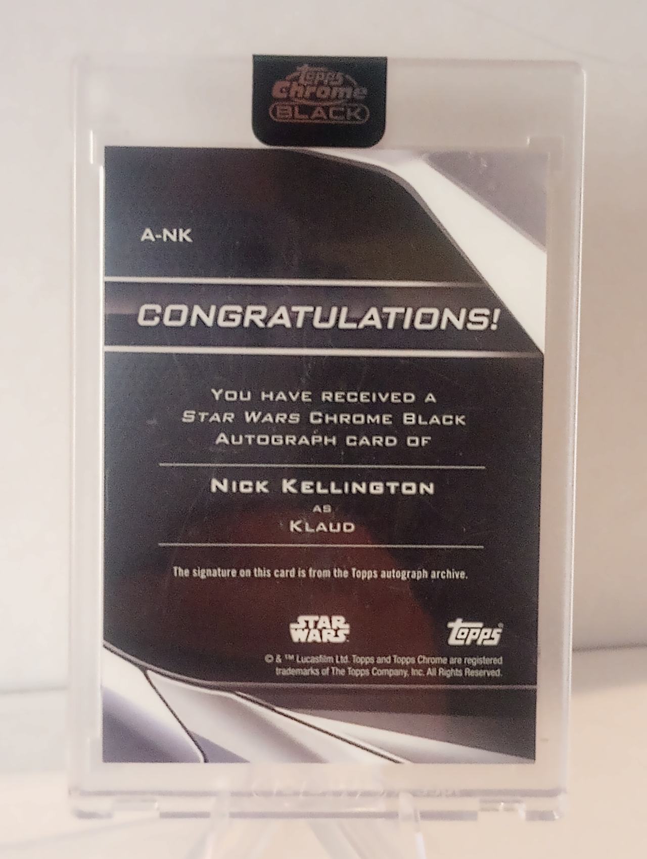 2022 Topps Chrome Black Star Wars Klaud Autograph Nick Kellington