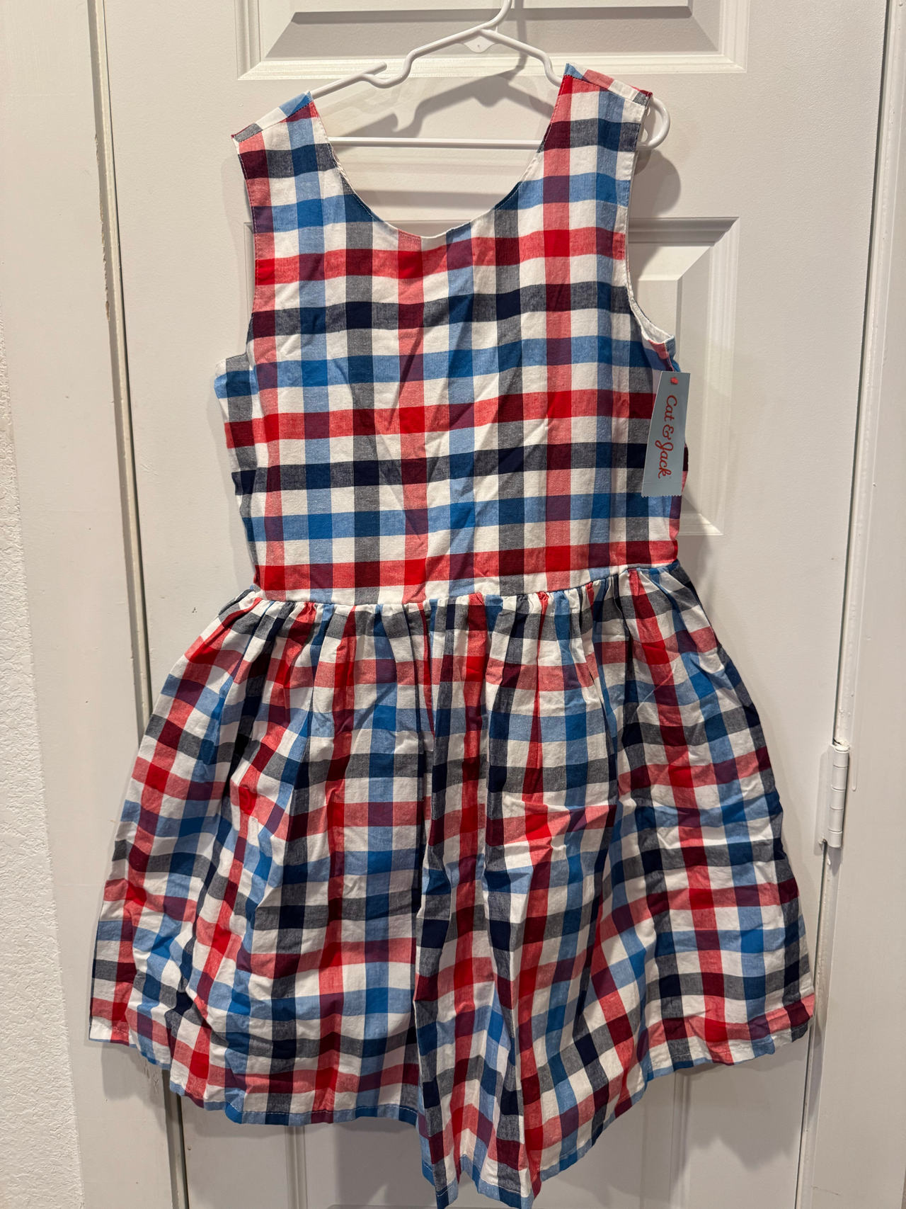 Cat & Jack Girls' Red White and Blue Plaid Dress