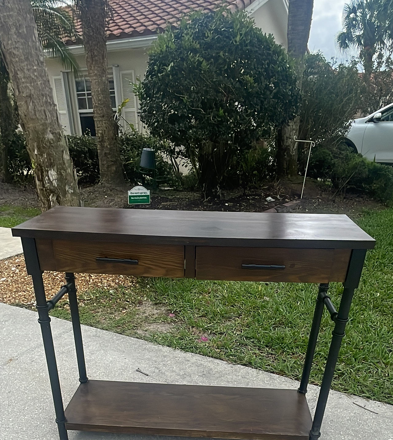 Industrial Pipe Console Table with 2 Drawers
