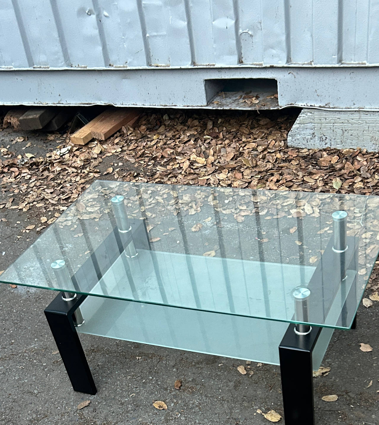 Modern Glass Coffee Table with Frosted Shelf