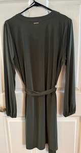 Michael Kors Olive Green Zip-Front Belted Dress - Image 3