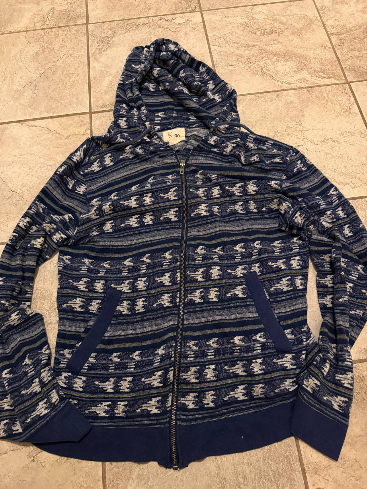 Koto Patterned Zip-Up Hoodie