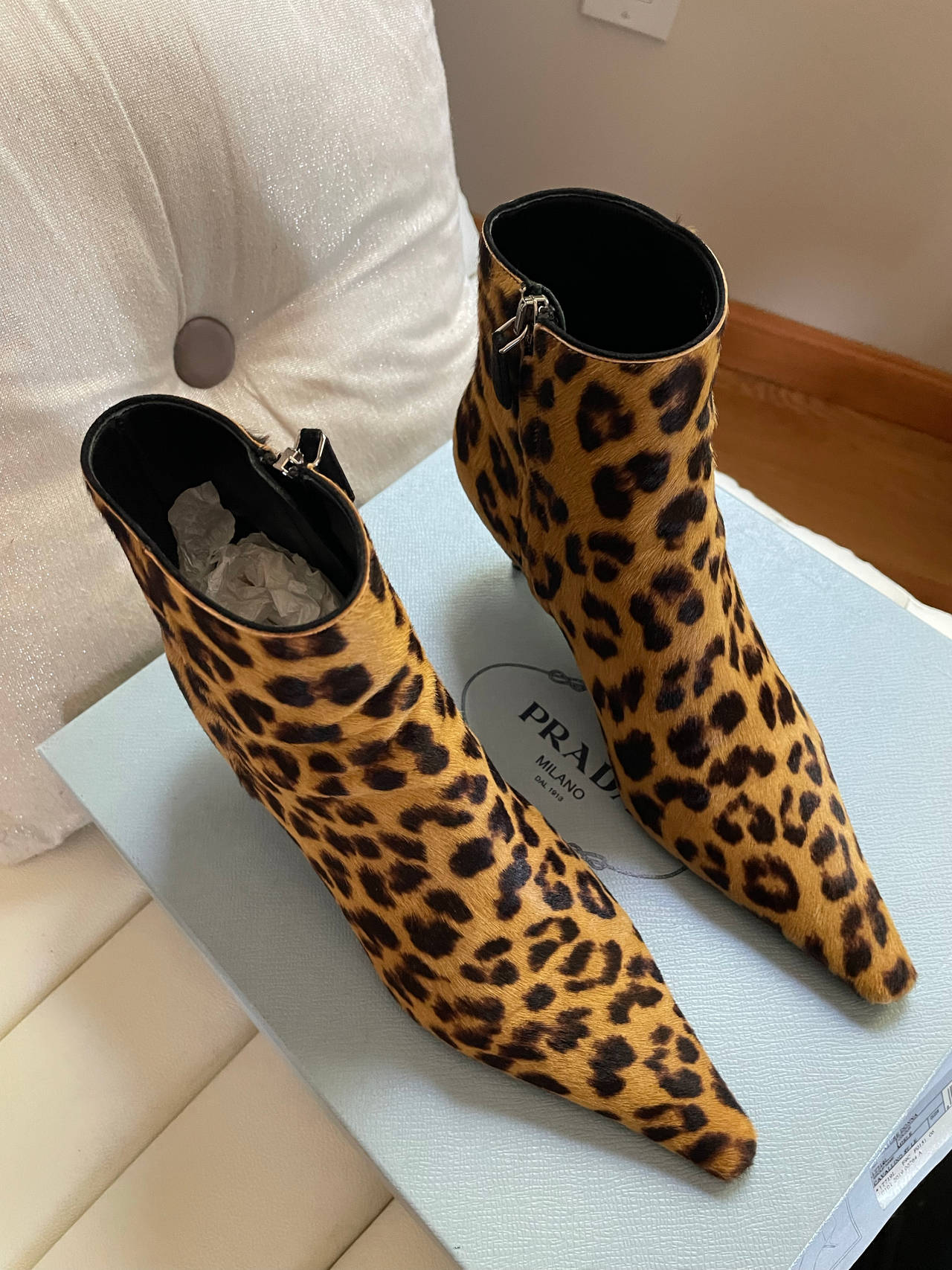 Prada Leopard Print Ankle Boots