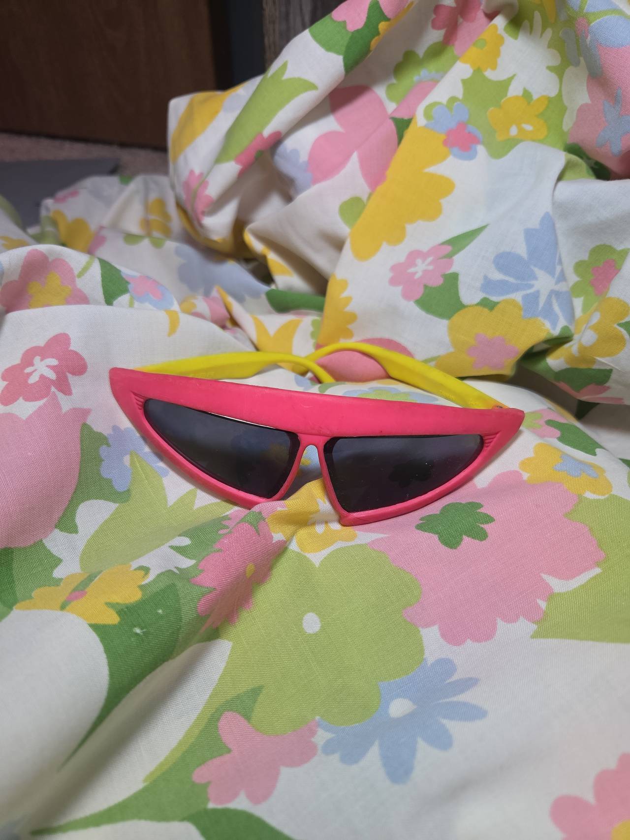 Vintage 80s Neon Pink and Yellow Sunglasses