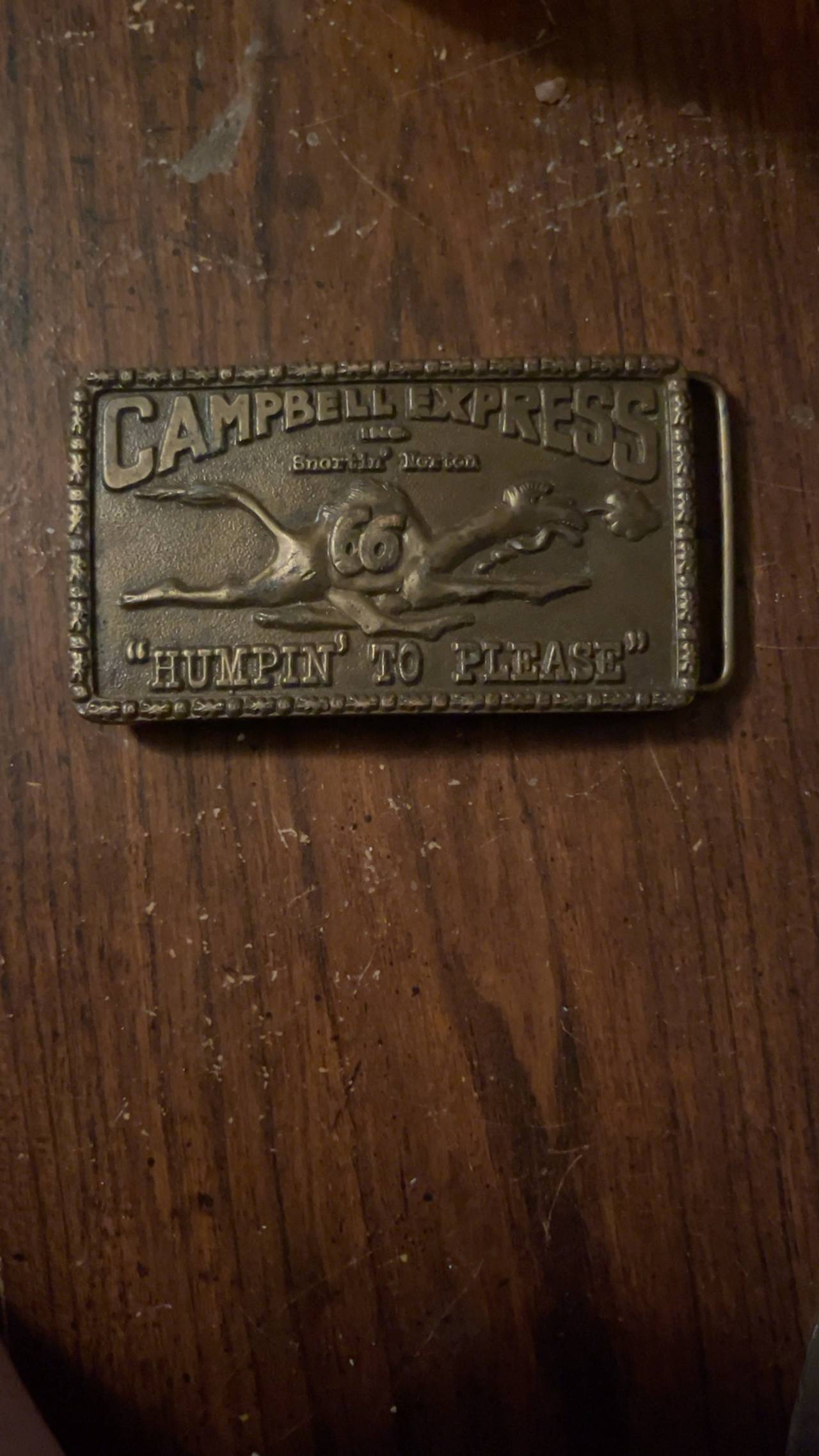 Campbell Express 'Humpin' To Please' Brass Belt Buckle