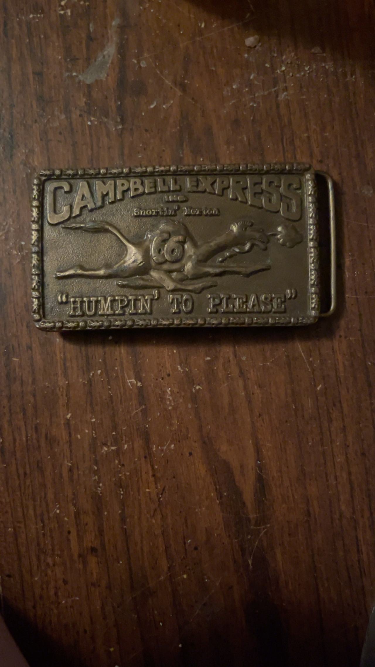 Campbell Express 'Humpin' To Please' Brass Belt Buckle