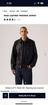 Levi's Leather Trucker Jacket Black - Image 2