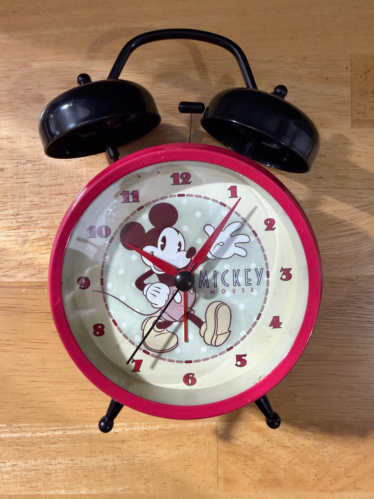 Vintage Style Mickey Mouse Alarm Clock Red/Black – Disney – Working