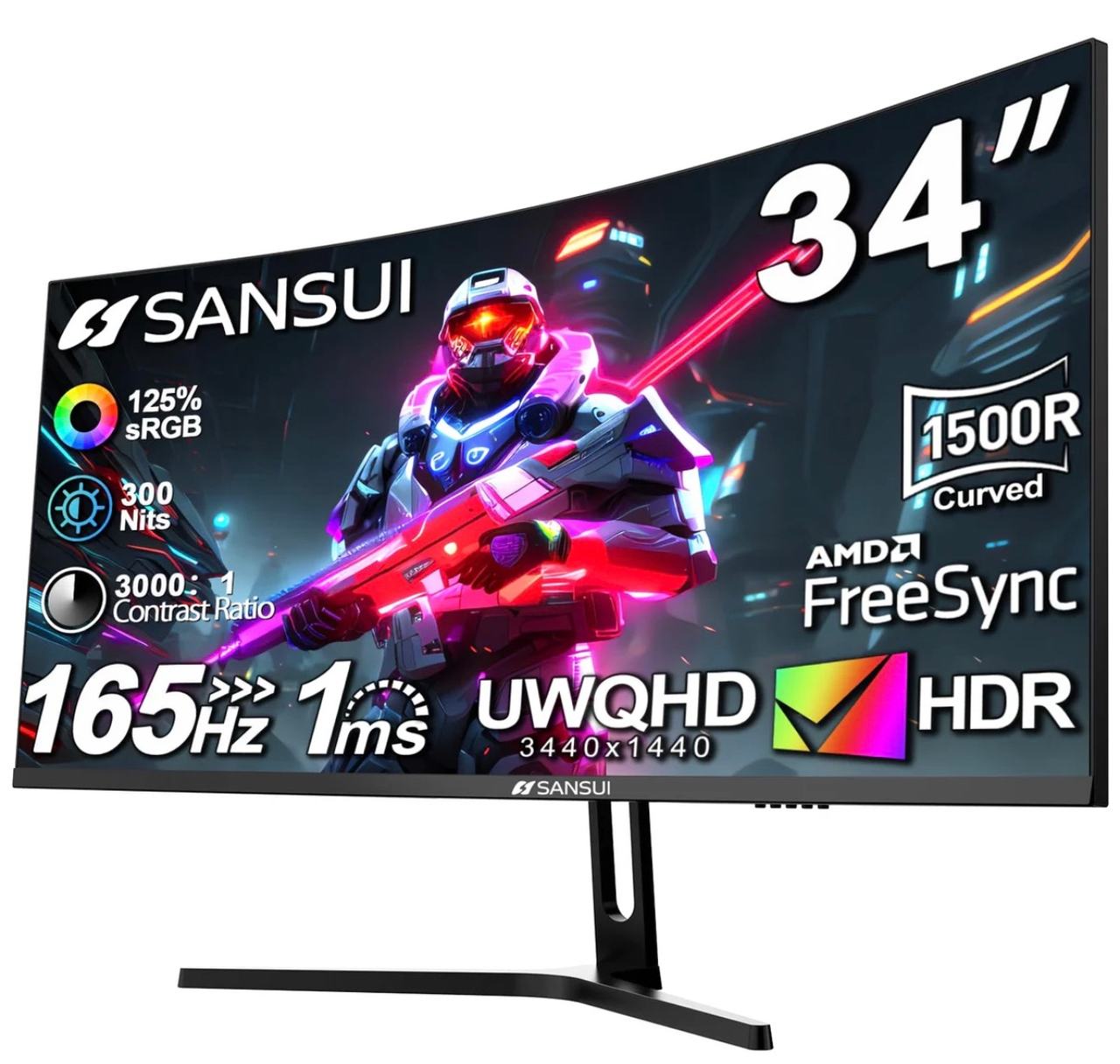Sansui 34" Curved Gaming Monitor 165Hz UWQHD ES-34G5Q