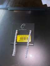 Silver-Tone Rhinestone Linear Drop Earrings - Image 3