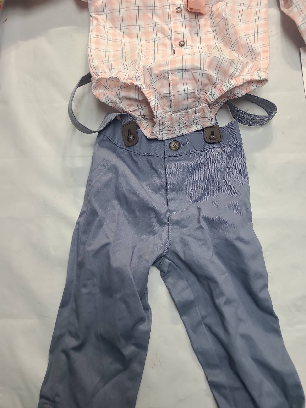 Baby Boy Plaid Bodysuit and Suspender Pants Set