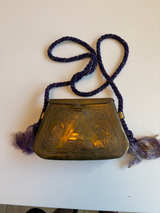 Vintage Etched Brass Purse with Tassel Rope Strap - Image 1