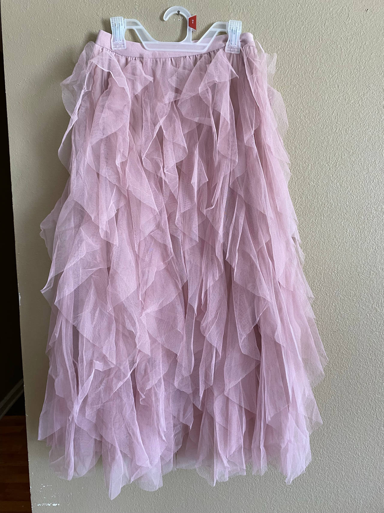 Pink Tiered Tulle Ruffle Maxi Skirt unlabeled fits size small but stretchy