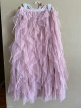 Pink Tiered Tulle Ruffle Maxi Skirt unlabeled fits size small but stretchy - Image 1