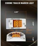 12pc Chrome Armored LED Trailer Marker Light Set Amber Red Truck RV - Image 3