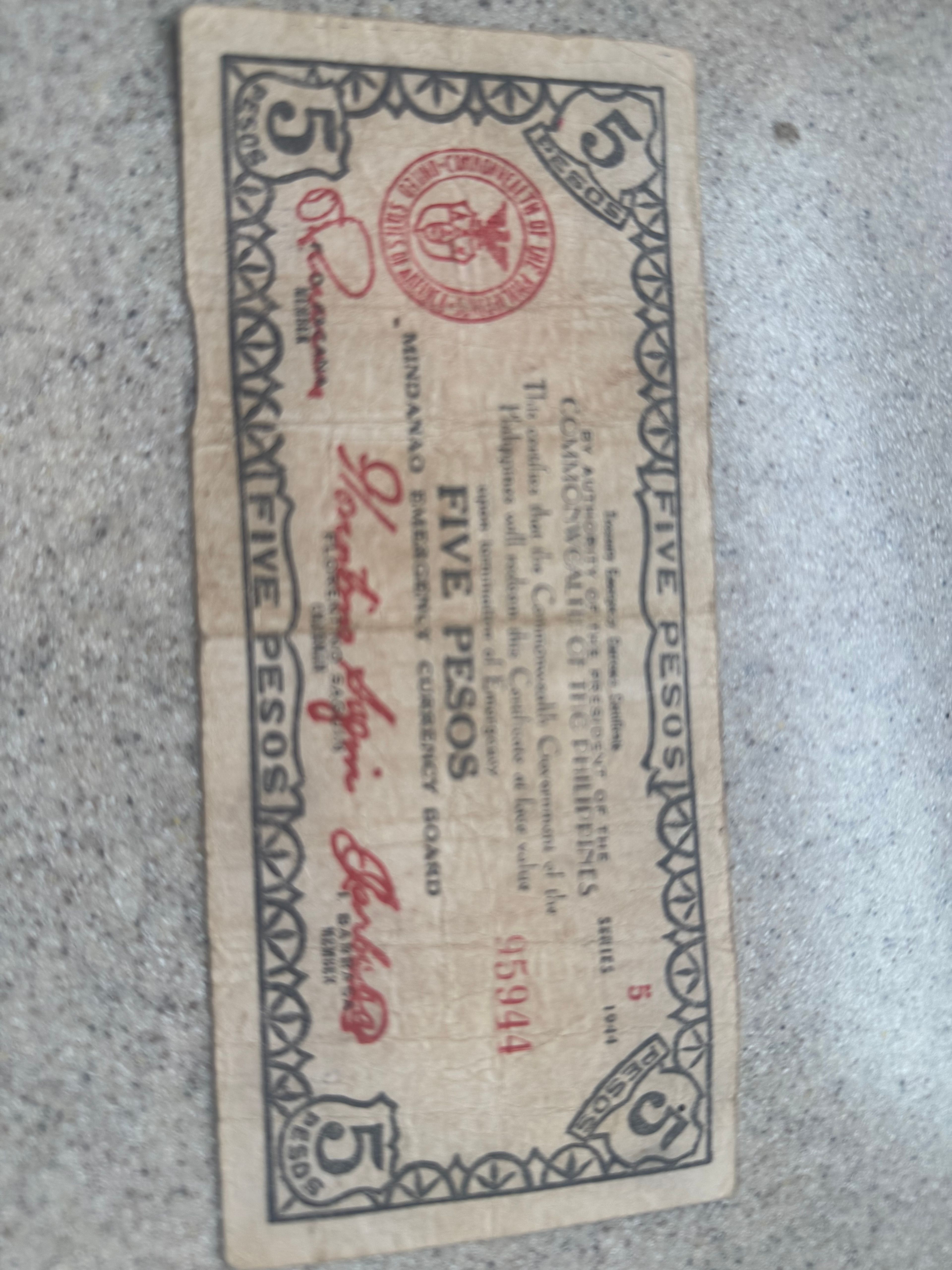 Philippines 5 Peso WWII Guerrilla Banknote - Image 2