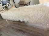 White Faux Fur Bench with Acrylic Legs - Image 2