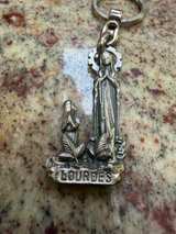 Vintage Our Lady of Lourdes Metal Keychain - Image 2