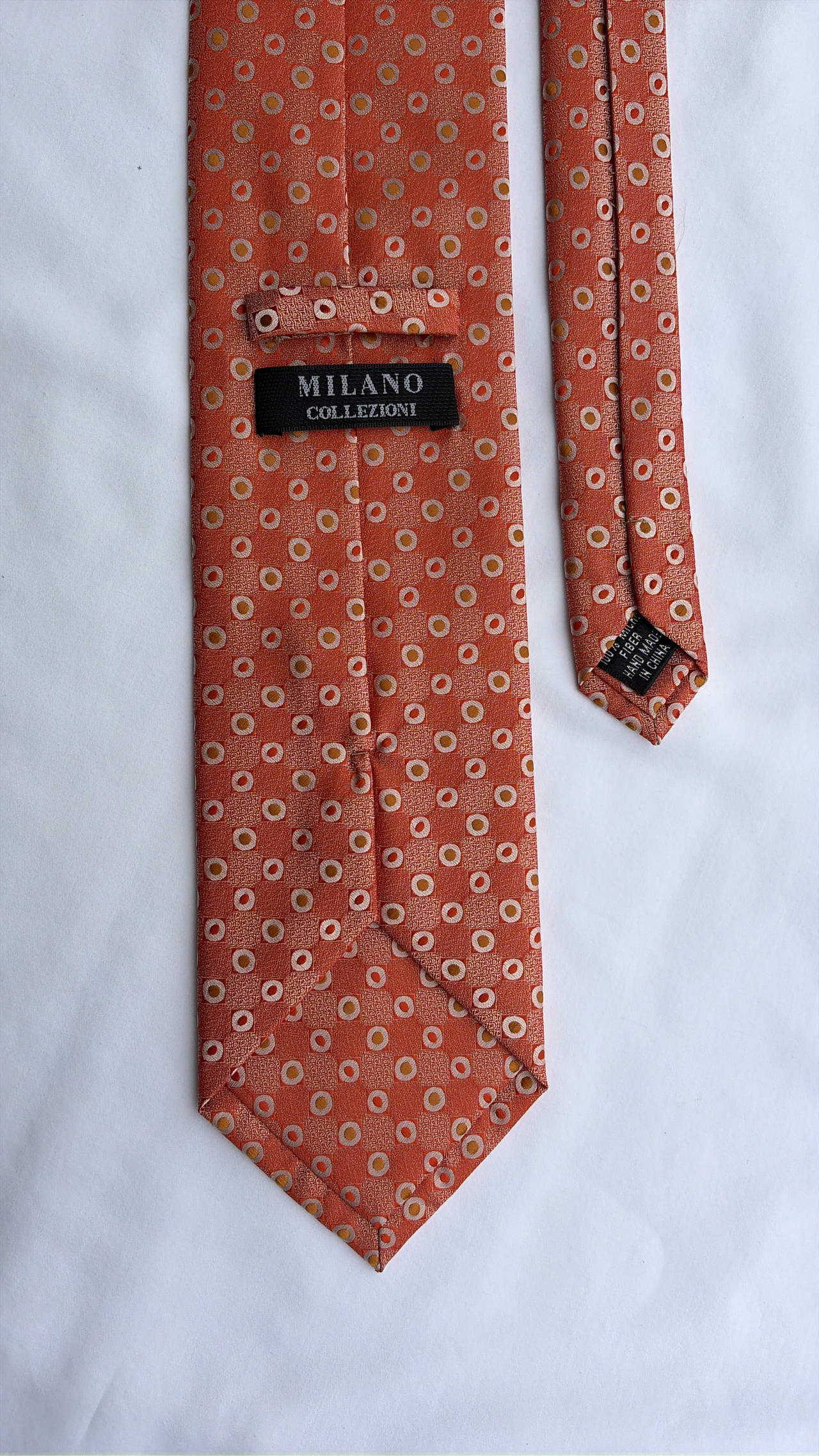 Milano Collezioni Orange Geometric Silk Tie