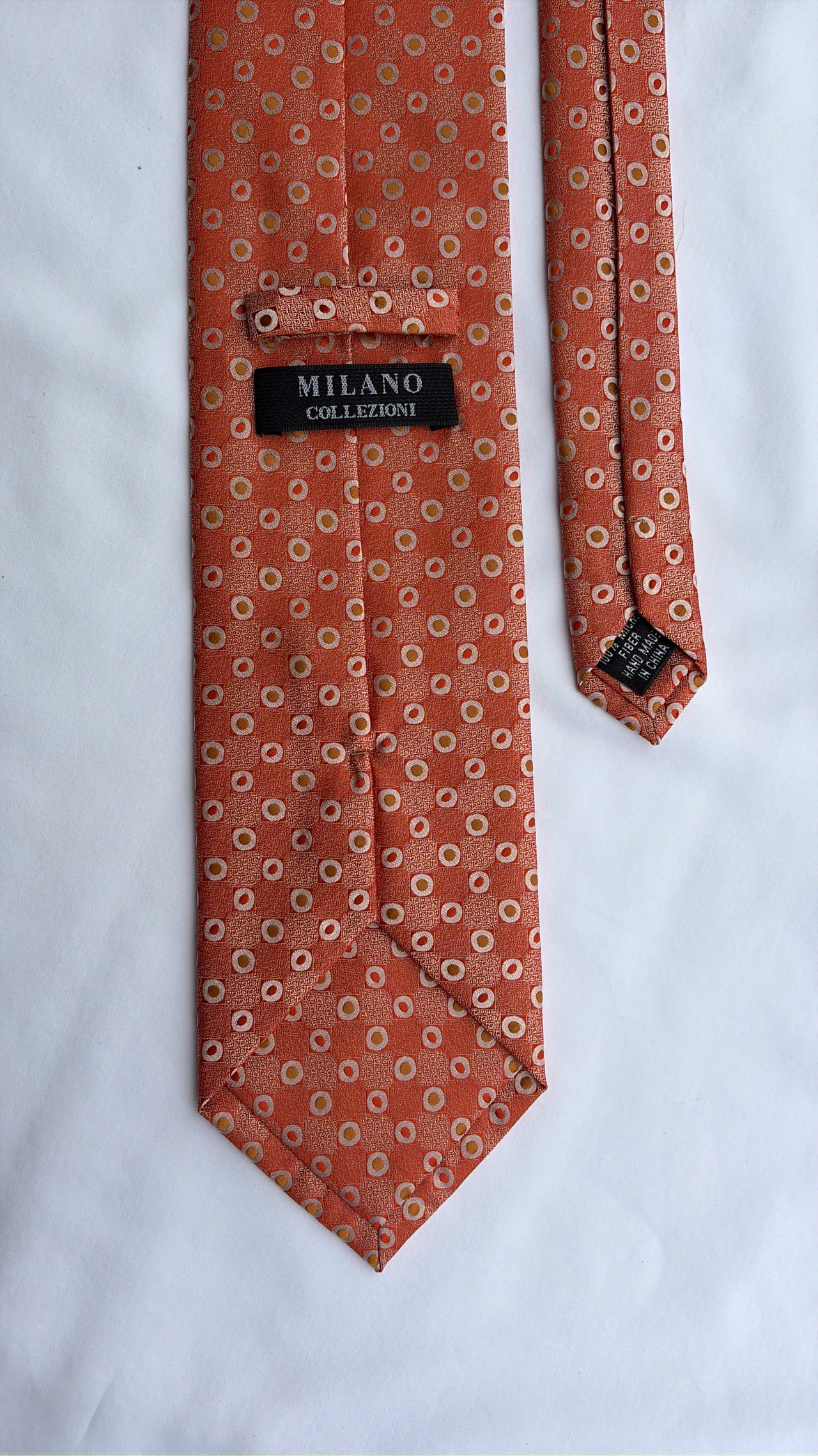 Milano Collezioni Orange Geometric Silk Tie